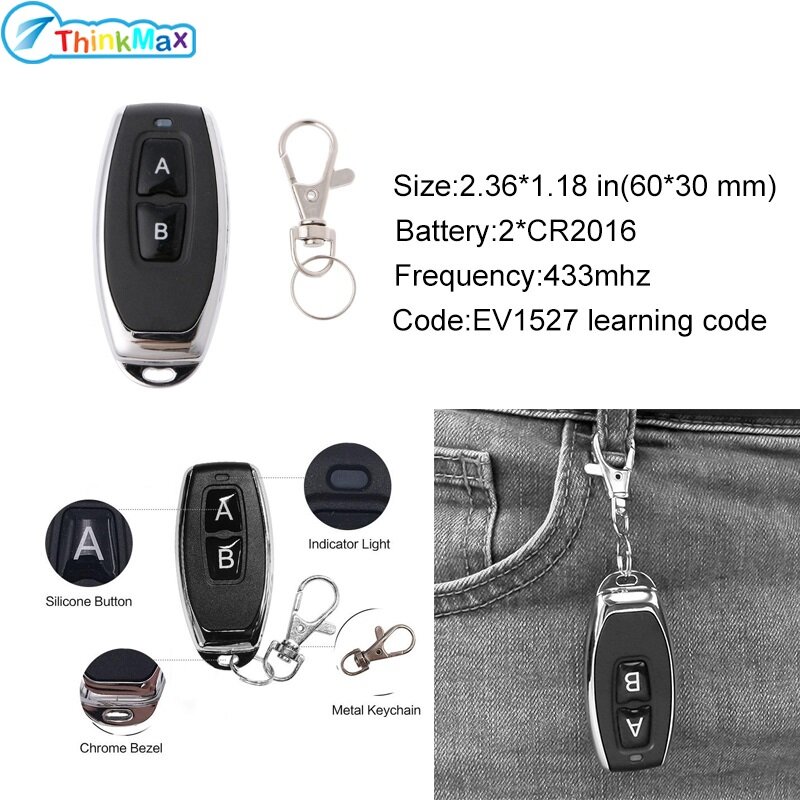 【AVAILABLE】433 Mhz Wireless Remote Control Learning Code Wireless Radio Frequency Remote Control For Cars Electric Retractable Doors
