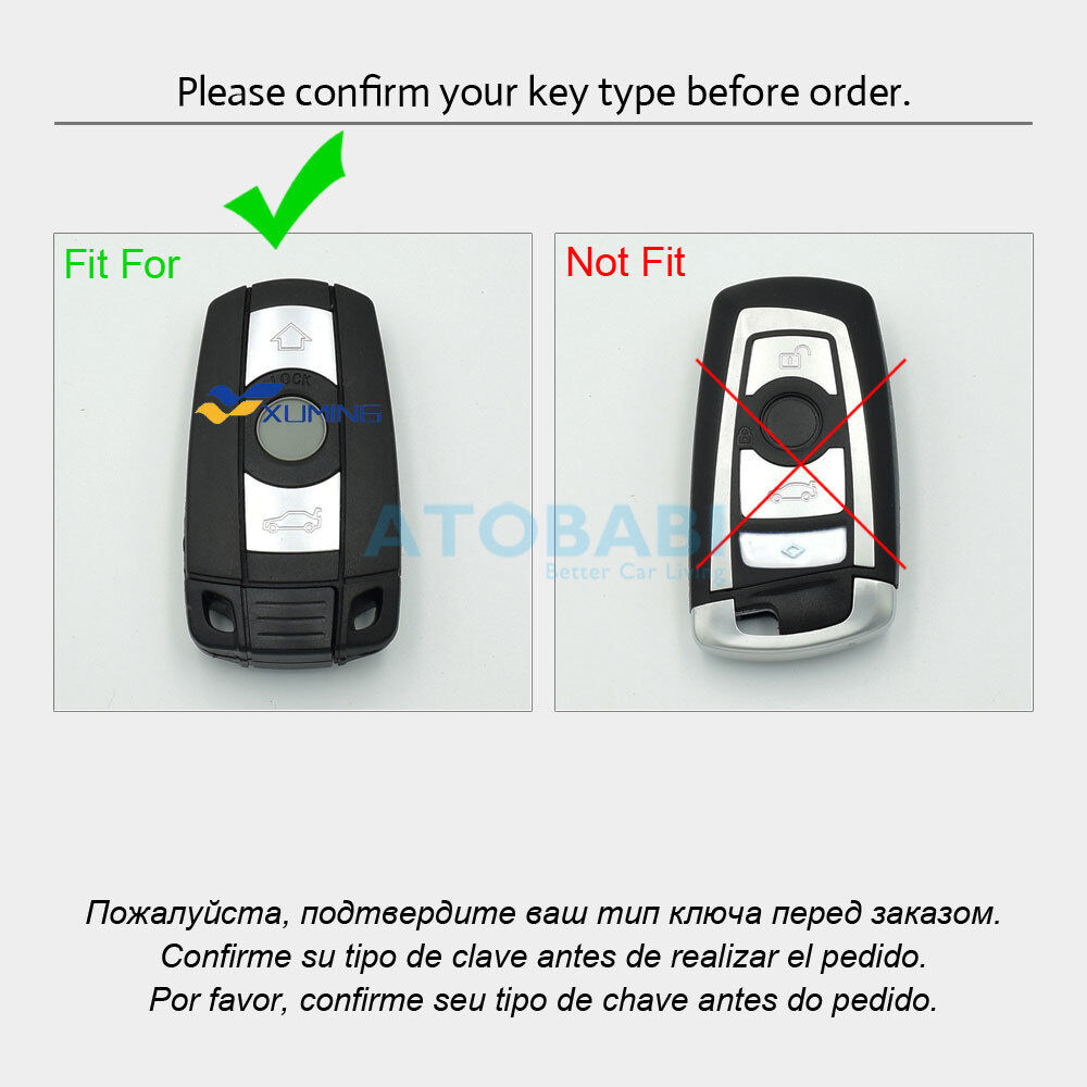 Leather Car Key Case For BMW 1 3 5 6 Series E60 E61 E70 E81 E87 E90 E91 E92 320 X1 X5 X6 Z4 Smart Key Fob Protector Cover
