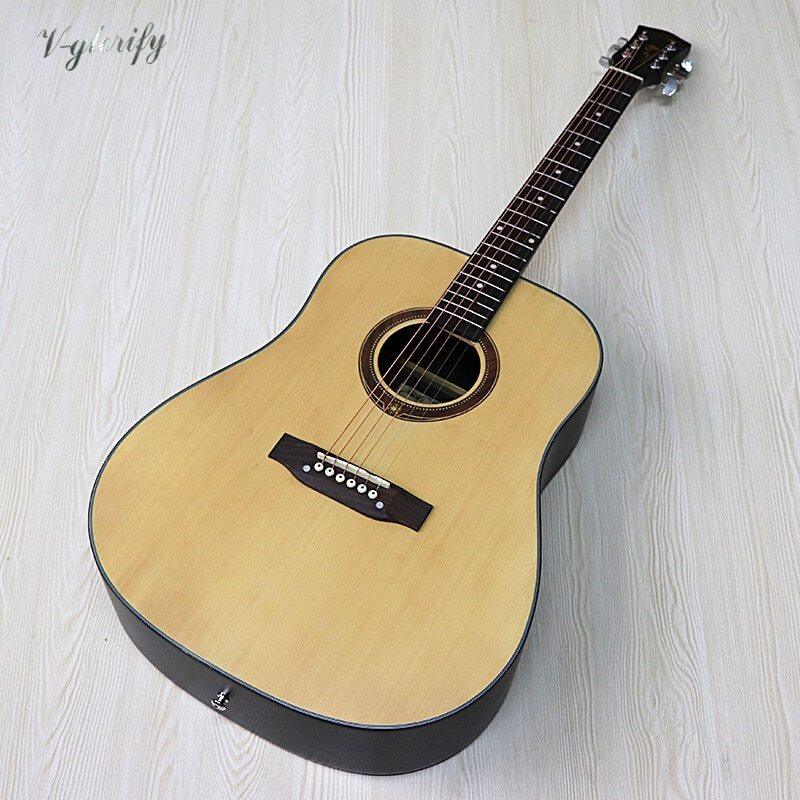Full size design 41 inch electric acoustic guitar 6 string solid spruce wood matte finish folk guitar 20 frets acoustic guitar Malaysia