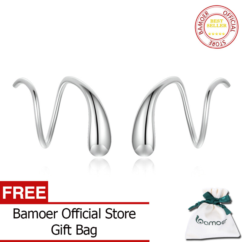 BAMOER Creative Water Droplets Earrings 925 Silver Silver Pure Earrings for Women Engagement Wedding Fashion Jewelry SCE1130