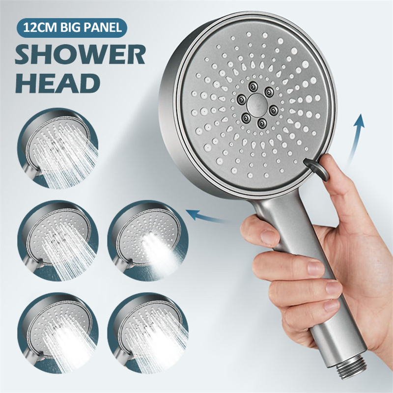 5 Modes Large Panel Shower Head Adjustable High Pressure Water Saving Shower Head Water Massage Shower Head for Bathroom Accessories