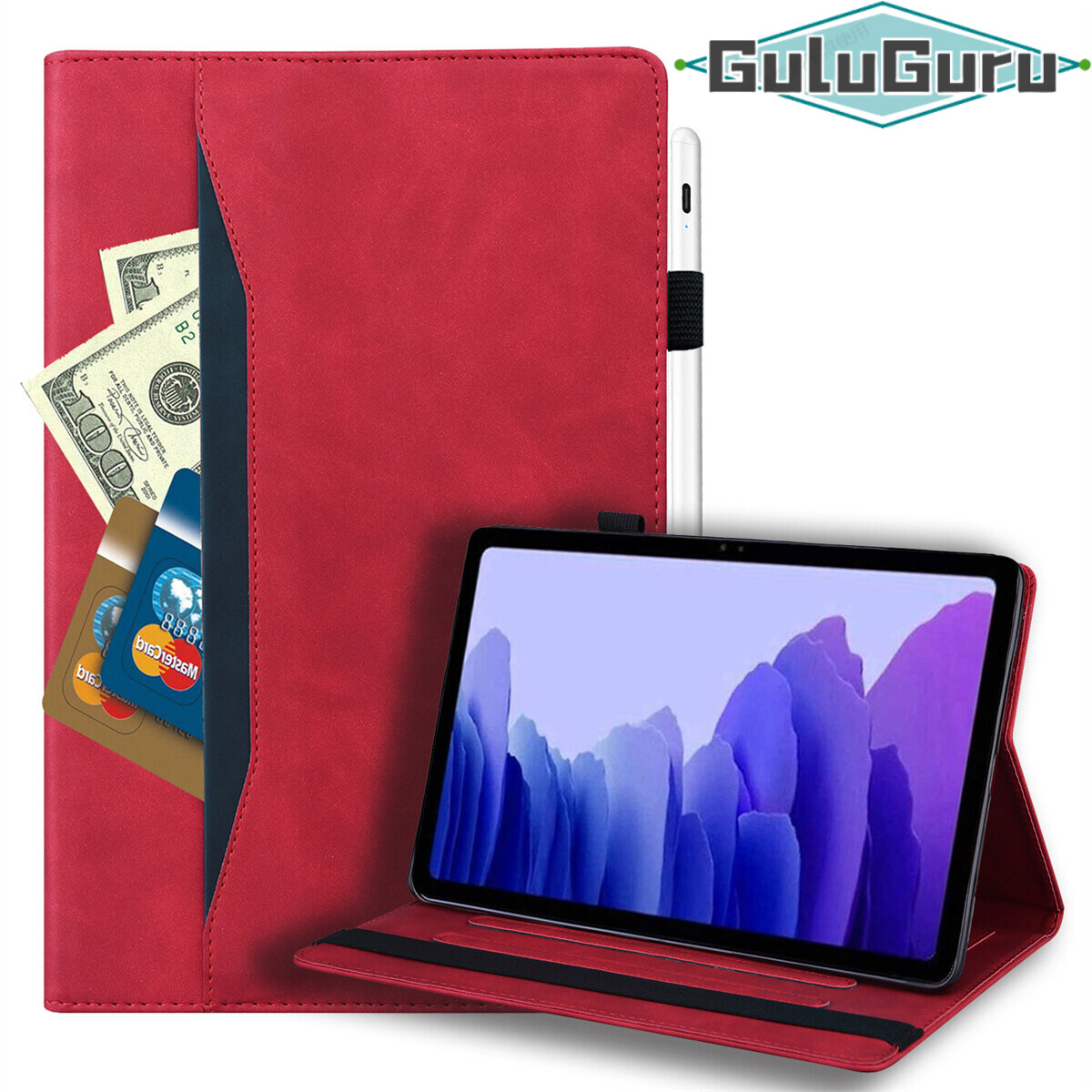 for Lenovo Tab M8 (HD) 8505F 8505X 8505FS Leather Case, Magnetic Folio Fold Tablet Cover, Card Slot Pencil Holder, Business Front Pocket Card Holder Folder, Anti-loss Band, Flexible TPU Soft Inner Shell, Kickstand