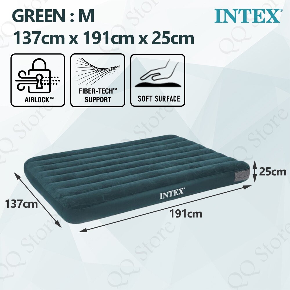 INTEX Inflatable Air Bed Single Queen King Air Pump Mattress Katil