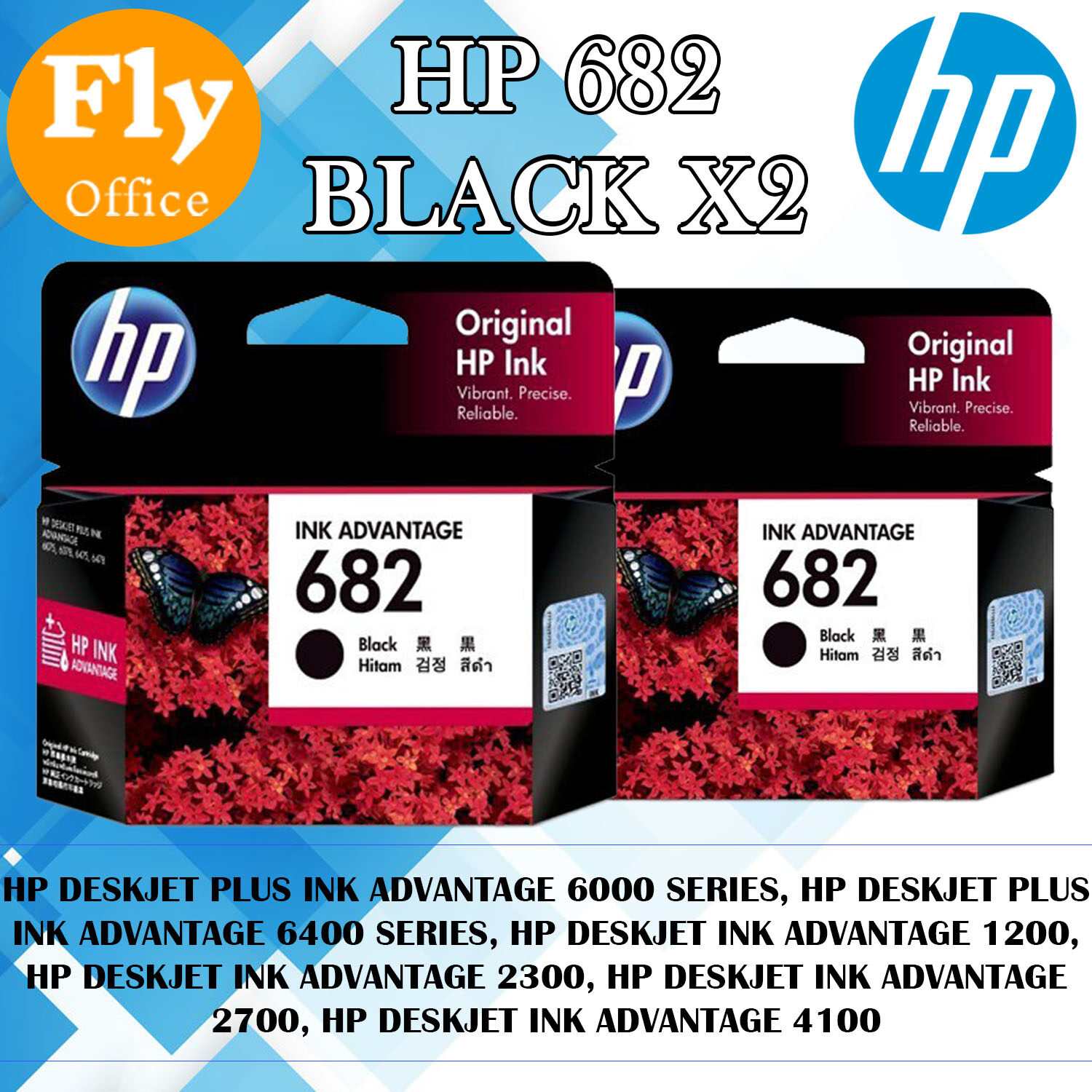 HP 682 Black / Tri-Color Original Ink Cartridge (3YM77AA/3YM76AA) -  Compatible with HP DeskJet 1200, 2300, 6075 / HP DeskJet Ink Advantage  2336, 2775, 2776, 2777, 6075, 6078, 6400 | Lazada