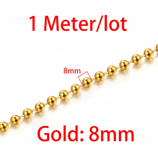 Gold Stainless Steel Ball Chain Men Women Necklace Bracelet Keychain For DIY Jewelry Making Accessories Varied Beads Chains 1M