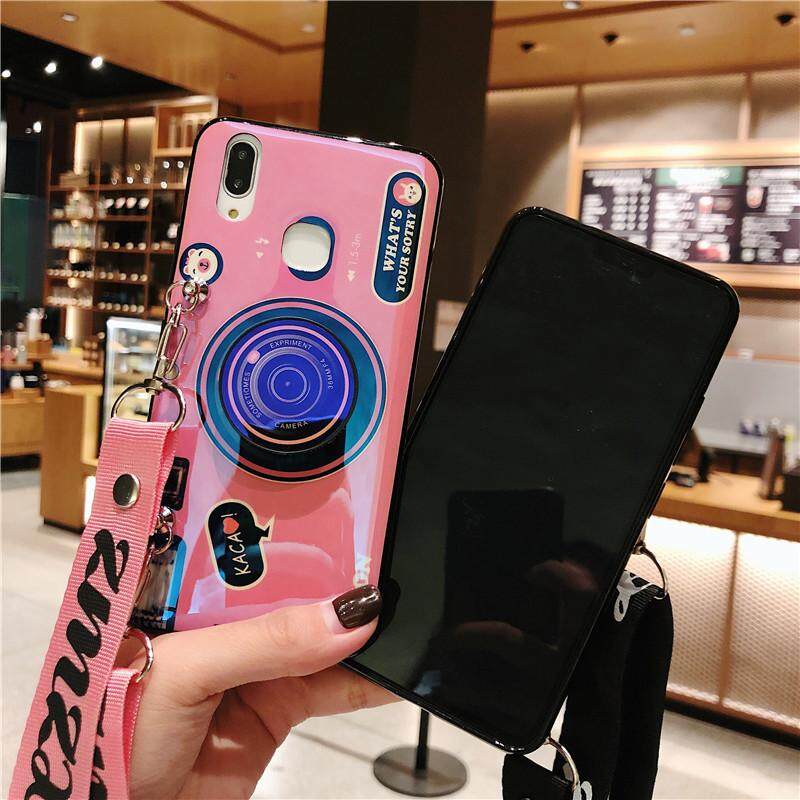 3D Baru Dudukan Kamera Pemegang Tali Gantungan Retro Case Telepon Lembut TPU Silikon 2018 Hot Gaya untuk Vivo X23 Y83 Y75S NEX-NEX -S Penutup Belakang