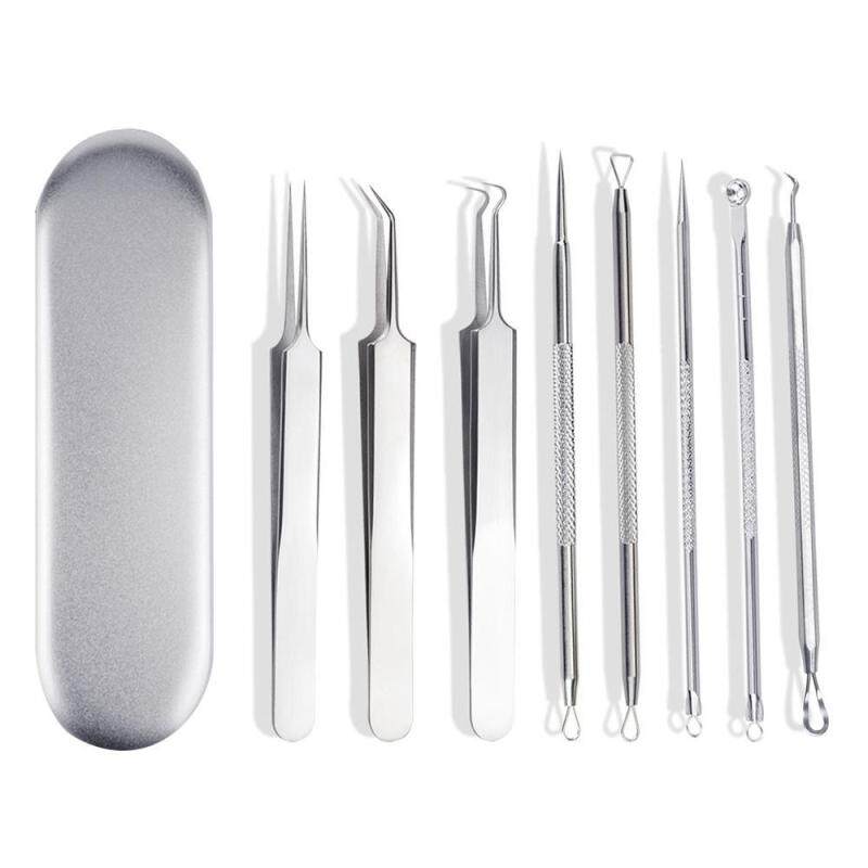 BuyBowie 8 Cái Dụng Cụ Loại Bỏ Mụn Trứng Cá Bằng Thép Không Gỉ Màu Bạc, Mụn Đầu Đen, Mụn Trứng Cá, Mụn Nhọt