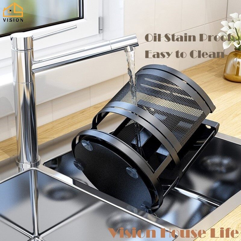 Vision Giá Nhà Bếp Bằng Thép Không Gỉ Kệ Nhà Bếp Xoay Được Giá Đựng Đũa Thùng ĐựNg ThớT Nhà Bếp Kệ Đựng Bộ Đồ Ăn Đa Năng