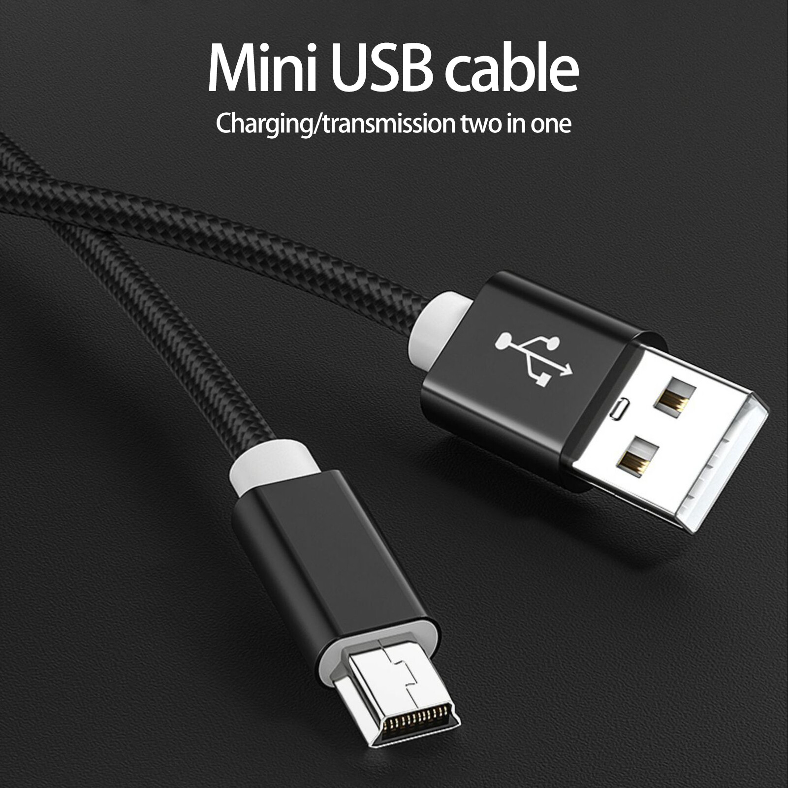 Data Cable High-speed Transfer Shielding Stable Output Anti-winding Widely Compatible Charging Braided Wire Mini USB Data Transfers Charger Cable for MP3 MP4 Player Charger Cable Shielding