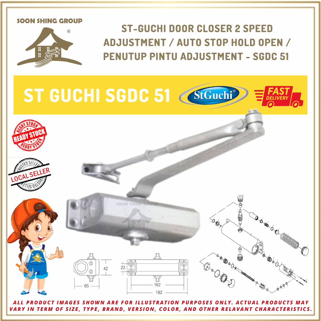 STGUCHI DOOR CLOSER 2 SPEED ADJUSTMENT / AUTO STOP HOLD OPEN / PENUTUP