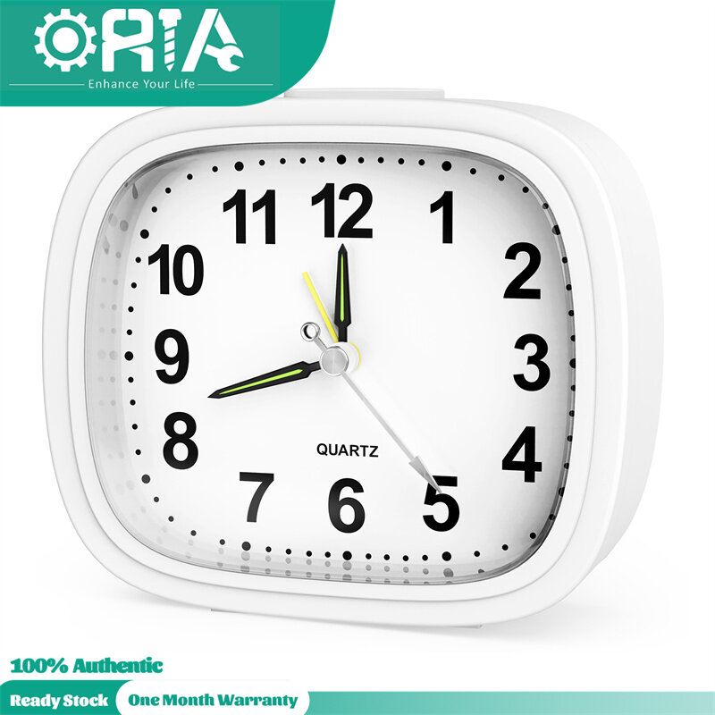 ORIA Silent Alarm Clocks Bedside Non Ticking Table Clocks Luminous ...