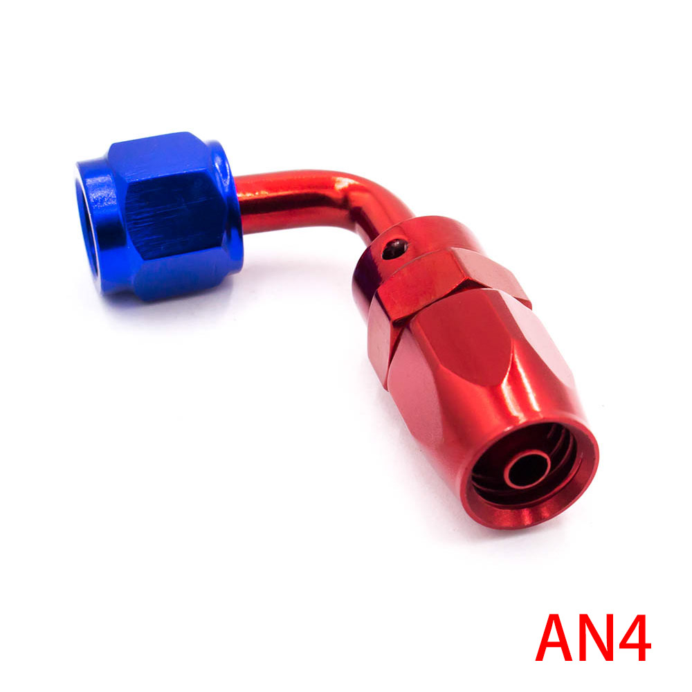 Sauto AN4 To AN12 PTFE Fuel Hose Swivel Fittings – 0°, 45°, 90°, 180° (Black, Aluminum)-1136245