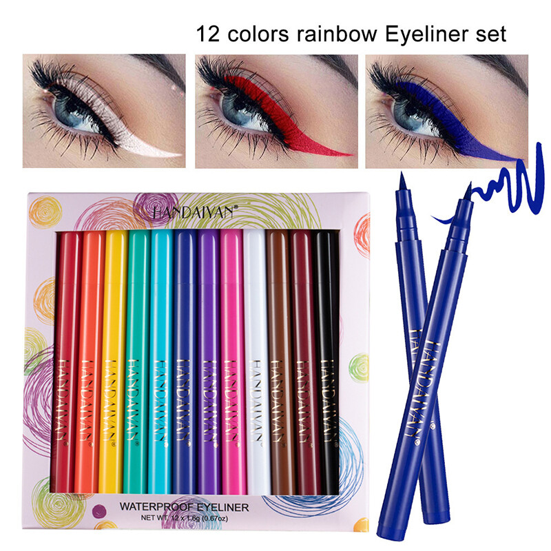 12 Cái/Bộ Bút Kẻ Mắt Dạng Lỏng Bút Kẻ Mắt Màu MatteWaterproofLong Lasting