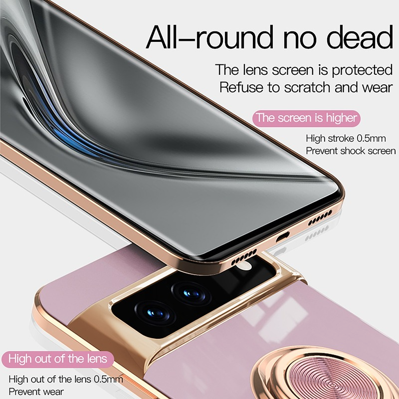 Luxury 6D Electroplate Plated Ring Case for Google Pixel Fold/Google Pixel 9 8 7 /Google Pixel 7A 6A 5A/Google Pixel 7Pro 8Pro 9Pro XL Car Phone Holder Cover