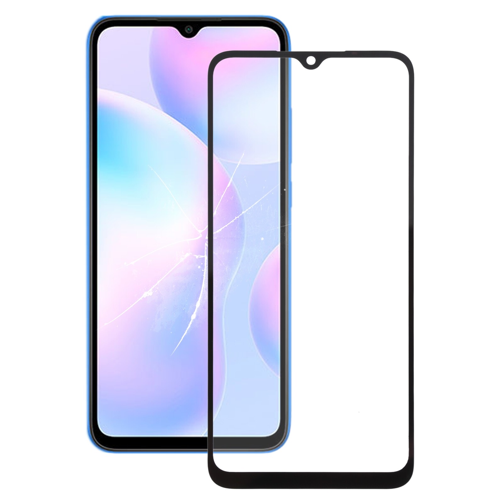 หน้าจอด้านนอกกระจกเลนส์ด้วย OCA กาวใสสำหรับ Xiaomi Redmi 9A / Redmi 9C ...