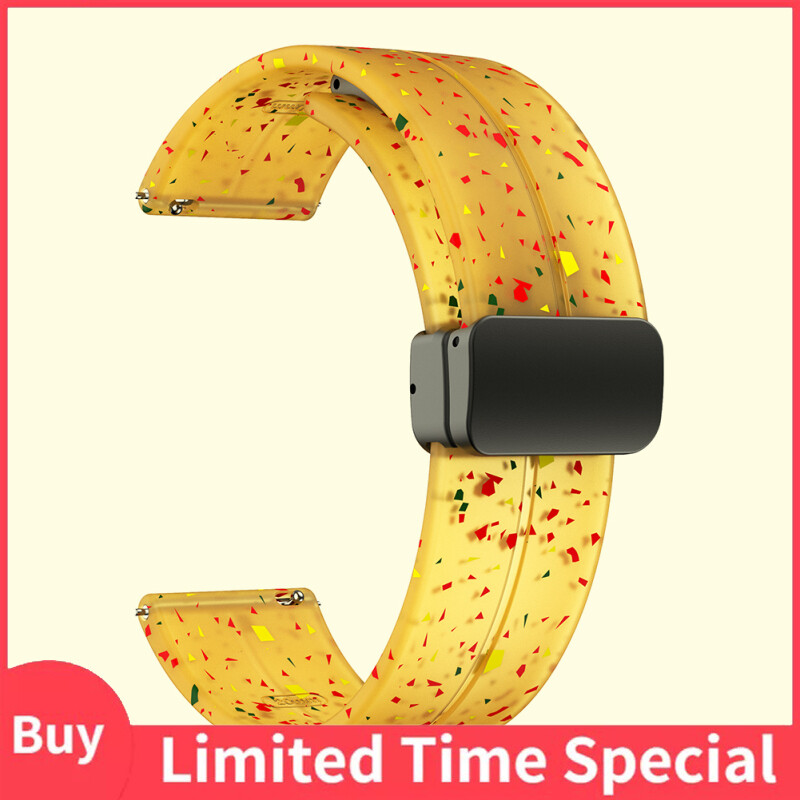 22mm/20mm Strap Watch Band Replacement Quick Release Magnetic Folding Buckle Universal Silicone Watch Strap