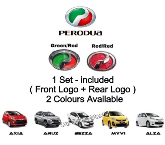 PERODUA Bezza ~ RED Front & Rear Emblem Logo 2Pcs | Lazada