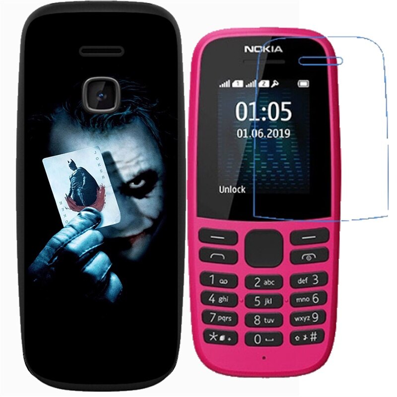 Nokia 105 2017 2019 Phone Case Creative pattern Shockproof Silicone Soft Case Cover with Explosion-proof Membrane Protective Screen Soft Film