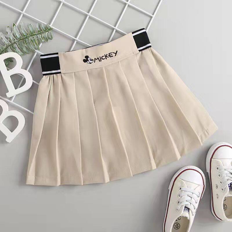 Girls' Elastic Waist Pleated Skirt Short Skirt Striped College Style All-match Skirt