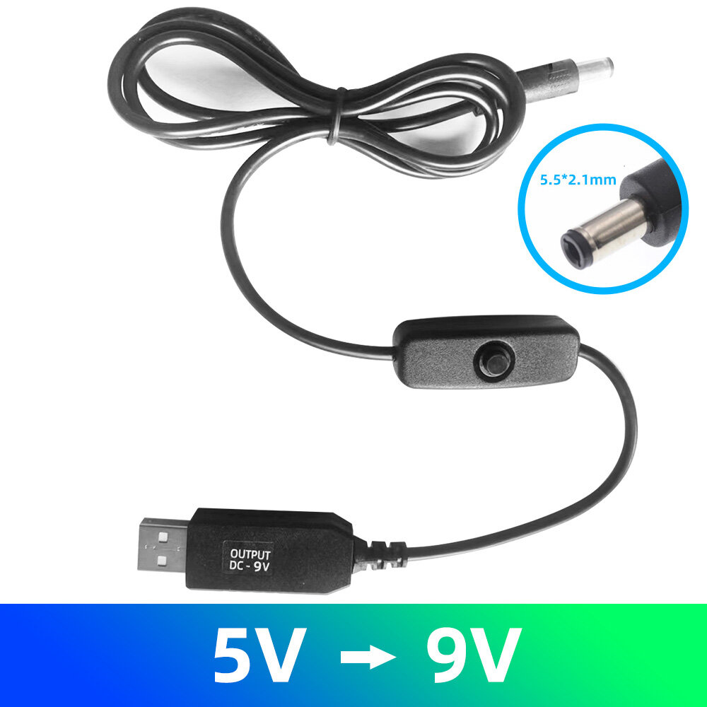 FONKEN 5V to 9V/12V USB Conversion Cable Connection Router Connection Cable Boost Cable with Switch Power Boost Line