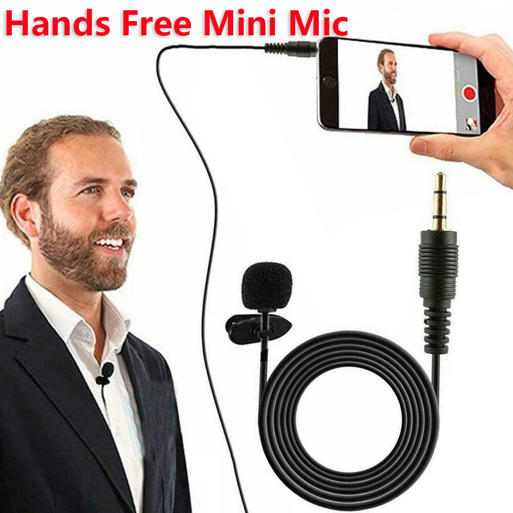 [SONGFUL] 3.5mm Clip On Lapel Mini Microphone Hands Free Wired Mic Lavalier Noise Reduction Studio Speech Lecture External Microphone For Phone Computer