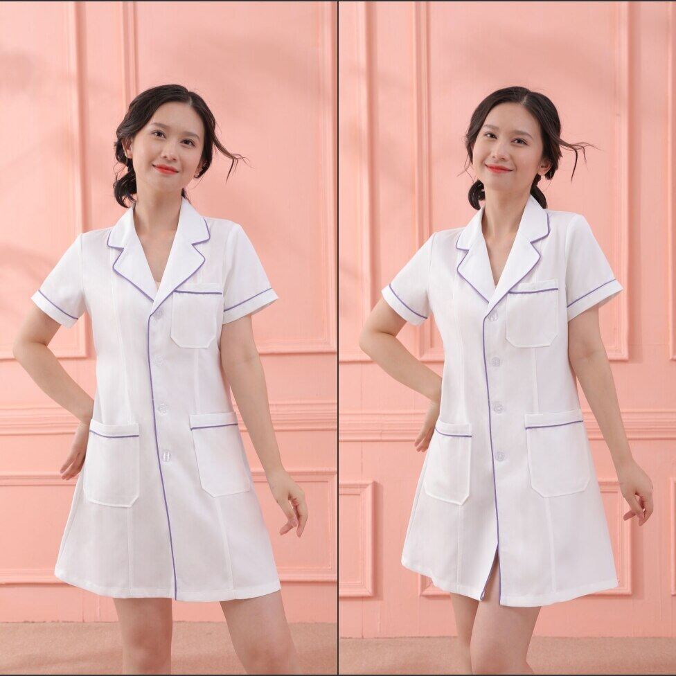 Pink Short Beauty Uniform Dress Spa Uniform Scrub Uniform White Plus
