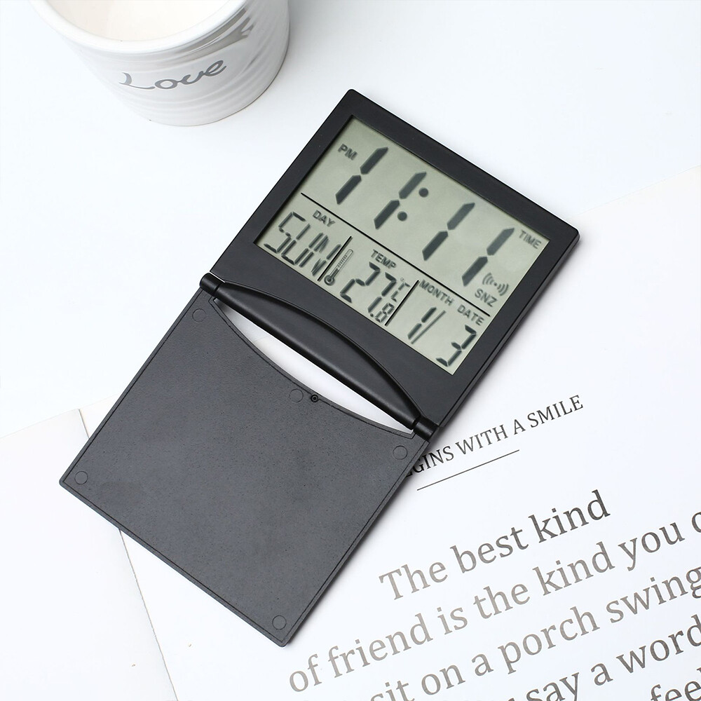 Foriot Foriot Foldable desktop LCD electronic clock multi-function date alarm clock simple and convenient ultra-thin travel clock