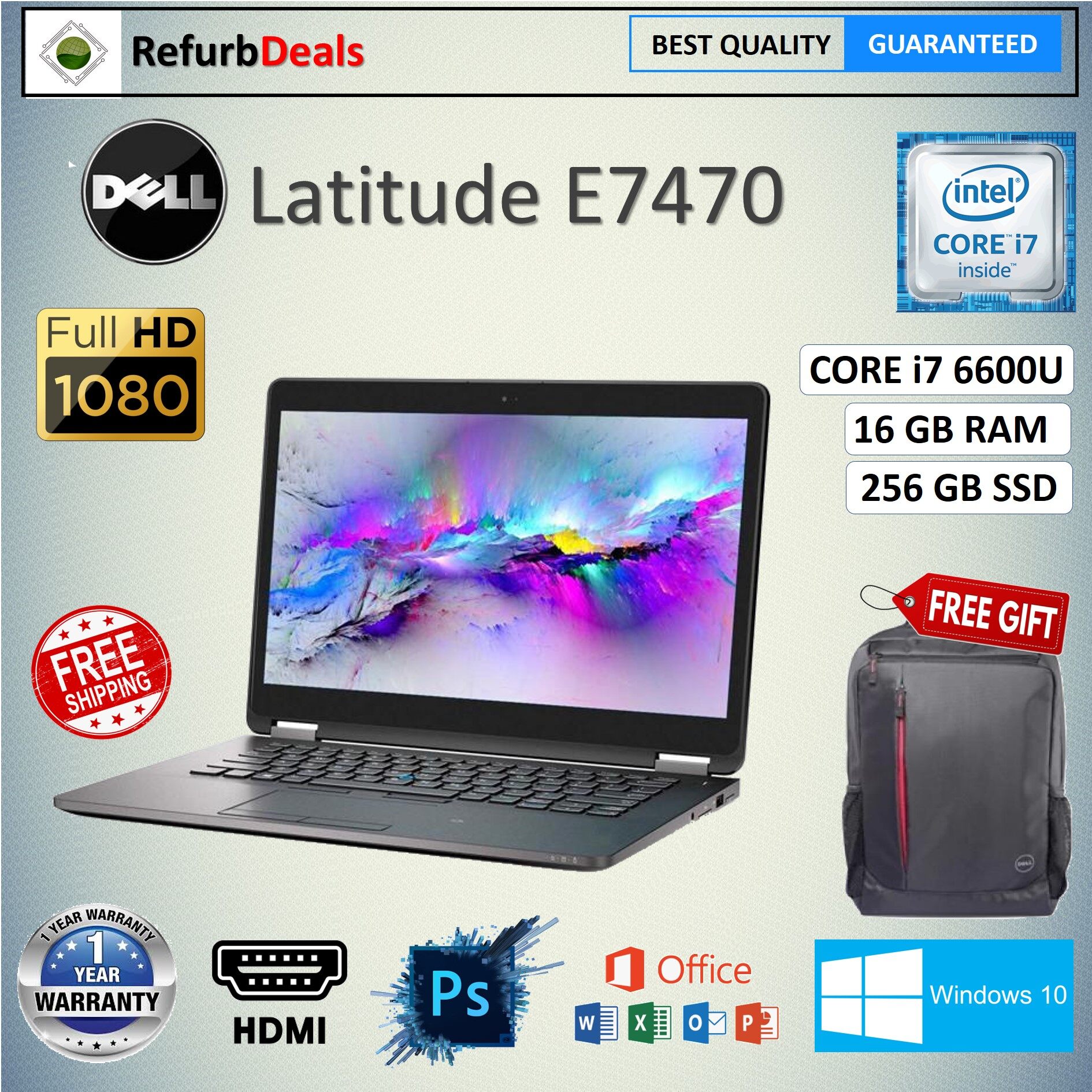 Dell Latitude E7470 Core I7 6600u 6th Gen 14 Fhd 16gb Ddr4 Ram 256gb M 2 Ssd 14 Inch Full Hd Screen Windows 10 Pro Refurbished Notebook Lazada