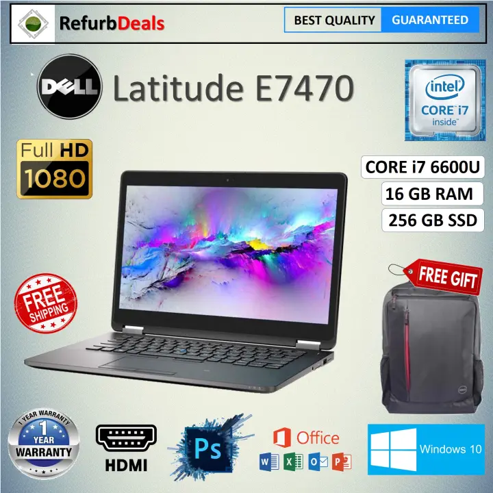 Dell Latitude E7470 Core I7 6600u 6th Gen 14 Fhd 16gb Ddr4 Ram 256gb M 2 Ssd 14 Inch Full Hd Screen Windows 10 Pro Refurbished Notebook Lazada