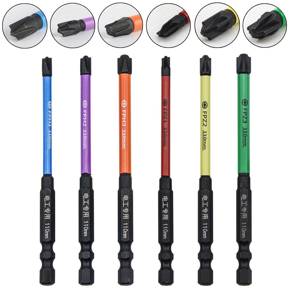 Unnicoco 6Pcs FPH FPZ Screwdriver Bits 110mm Special Cross Screwdriver Bit For Socket Switch, Circuit Breakers, Air Switches, Socket Panels