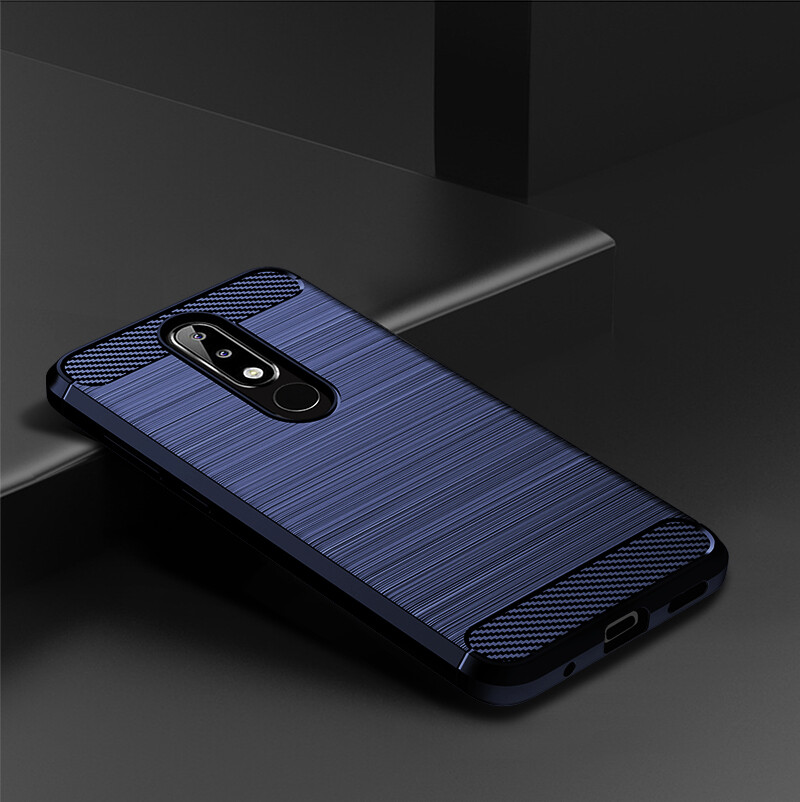 Nokia 5.1 Plus Case Nokia5.1Plus Carbon Fiber TPU Soft Silicone Back Cover Armor Phone Case Casing
