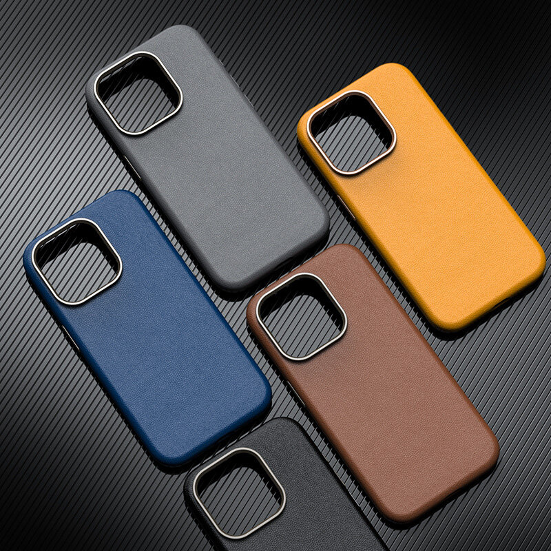 MagSafe Magnetic attraction Plain leather phone case for iPhone15 Pro Max protective case for iPhone15 Pro 15Plus full package shockproof phone case