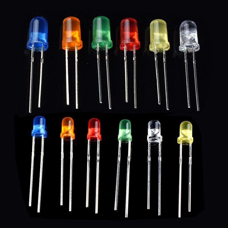 100PCS 3MM 5MM LED Diode Light Assorted Kit, Lamp Emitting Diodes Led Light Electronic Kit Red Orange Yellow Green Blue White