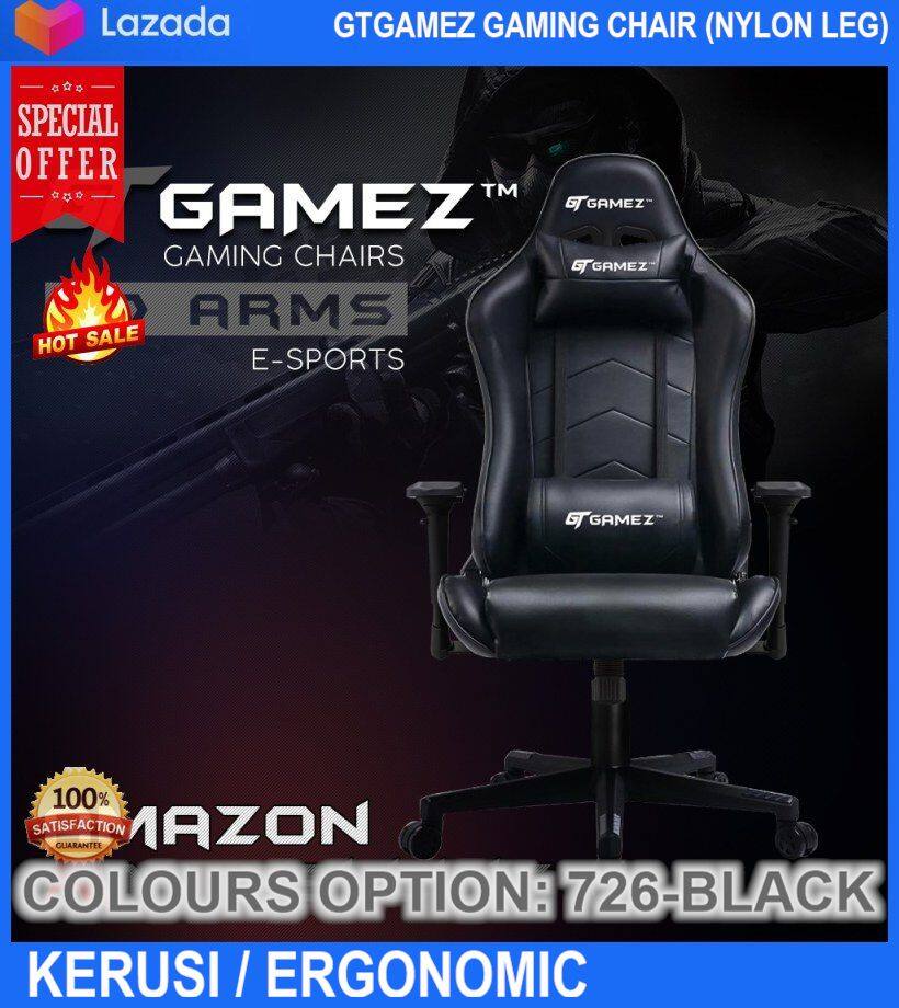 Gtgamez Gaming Chair Racing Chair With Ergonomic Backrest Height