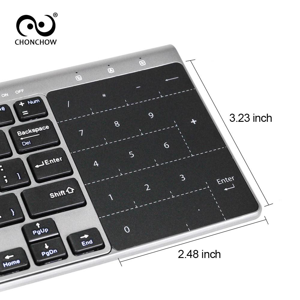 Không Tiếng Ồn Xách Tay Phím Bàn Phím 2.4G Siêu Mỏng Mini Bàn Phím Không Dây Với Bàn Phím Số Touchpad Cho Android Thông Minh T V Hộp