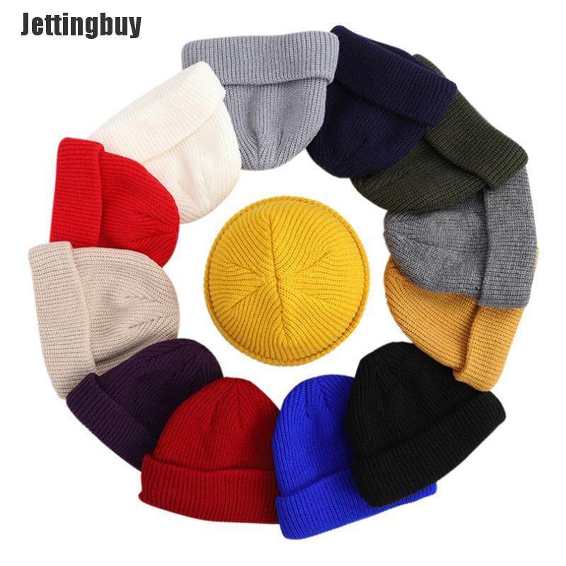 [Jettingbuy] Mũ Beanie Nam Nữ Unisex Mũ Ngư Dân Trượt Tuyết Mùa Đông Có Gân Ấm Áp