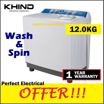 Khind 12KG Semi Auto Washing Machine WM1200 Twin Tub Top Load Washer Automatic 12.0KG Mesin Basuh