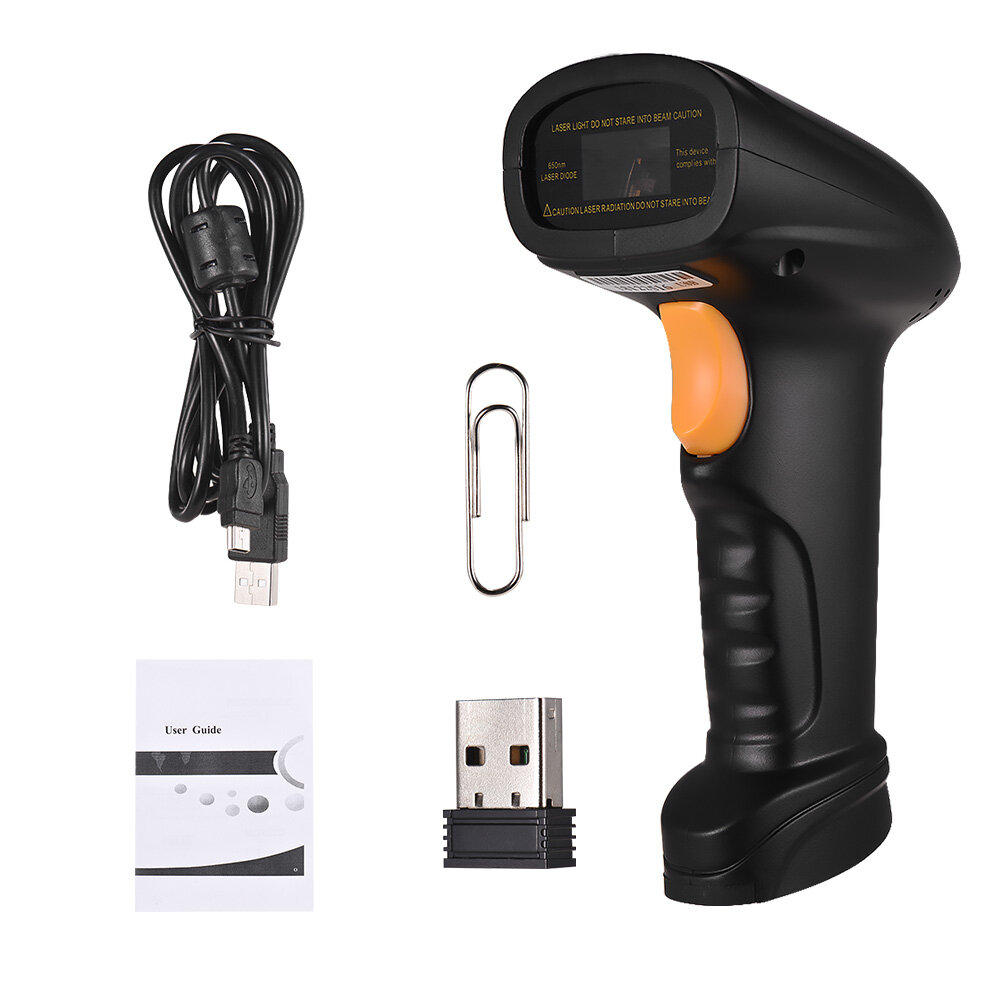 Aibecy Máy Quét Mã Vạch Không Dây 2 Trong 1 2.4G & Máy Quét Mã Vạch Có Dây USB Máy Quét Mã Vạch 1D Cầm Tay Lưu Trữ Tối Đa 120,000 Mã Vạch Với Bộ Thu USB Mini Pin Có Thể Sạc Lại Cáp USB, Cho Máy Tính Máy Tính Xách Tay