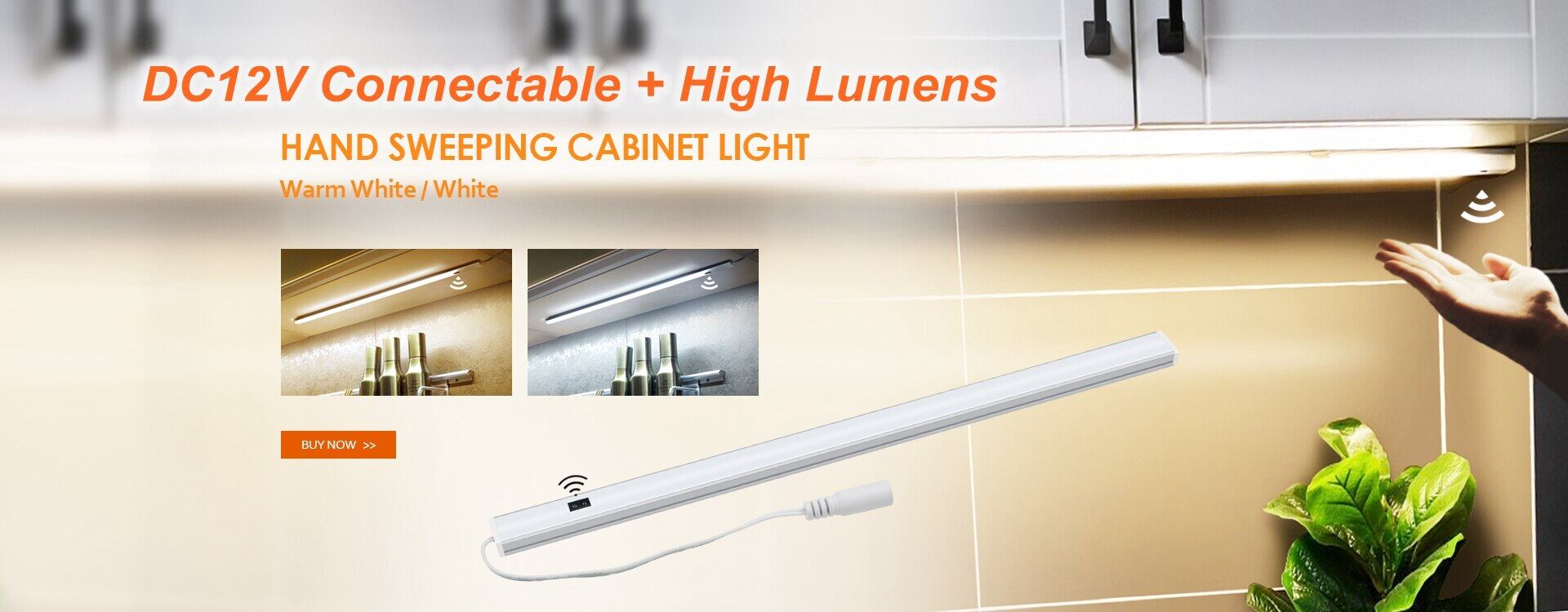 JustLiving Đèn LED Nhà Bếp Thông Minh Chạy Bằng USB 5V Đèn Cảm Biến Quét Tay Đèn Nền Độ Sáng Cao Cho Tủ Quần Áo Ngăn Kéo 30/40/50cm