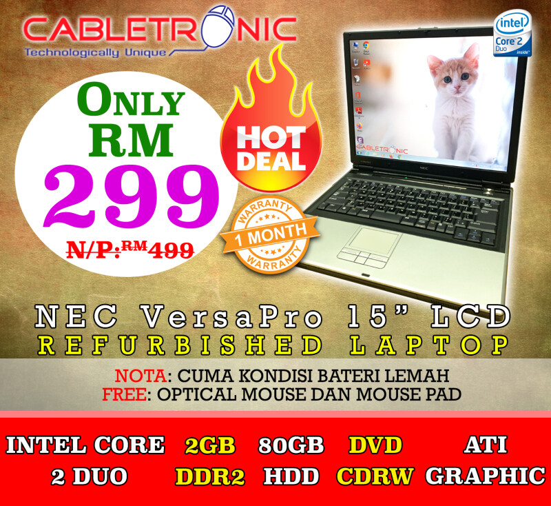 (Refurbished) NEC VersaPro Series Laptop / Core 2 Duo / 2GB / 80GB OR MORE / 15 LCD Malaysia