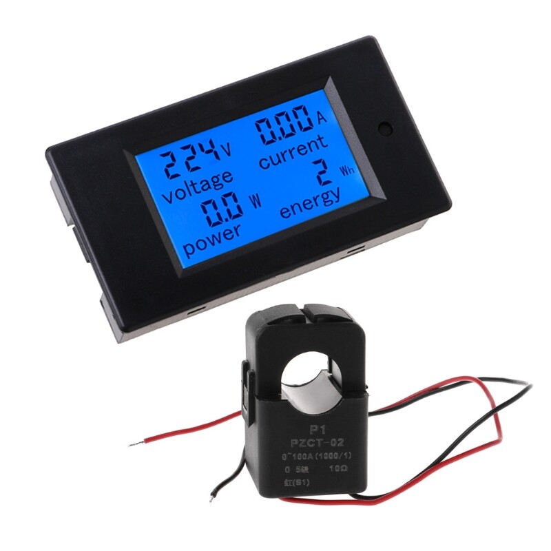 Ac 80-260v 100a voltage current watt power energy meter pzem-061 with split ct
