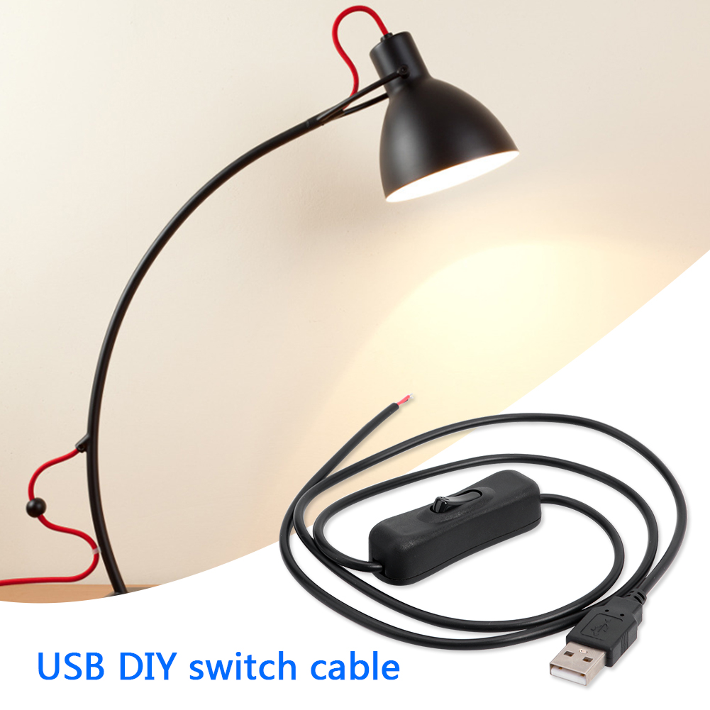 Cáp Nguồn USB 1M 5V 2 Chân USB 2.0 Đầu Đực Tự Làm Nối Dài Có Công Tắc