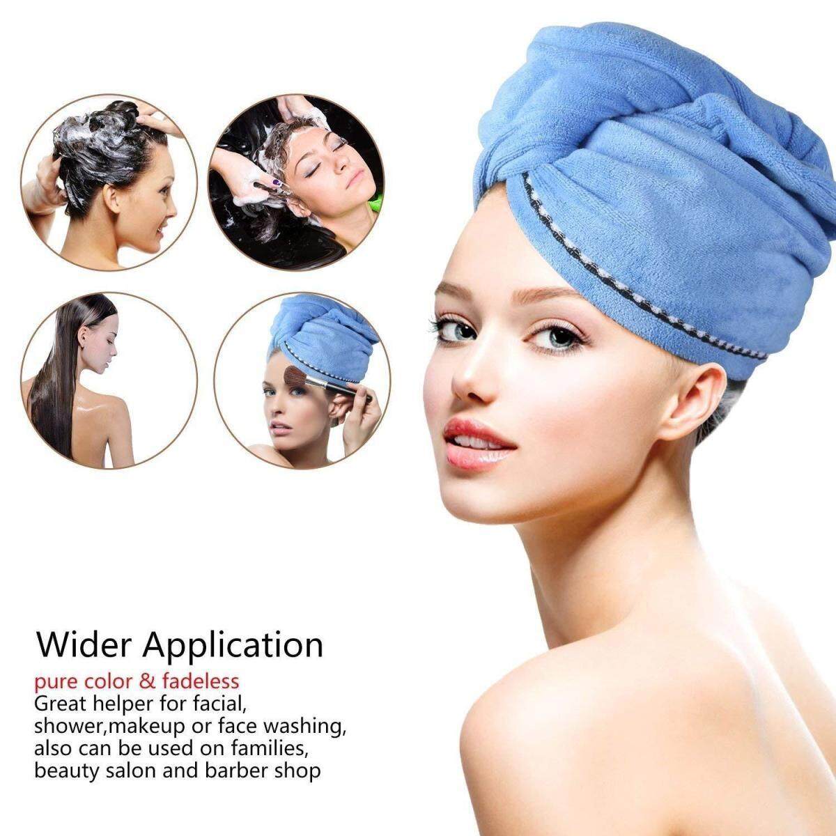 2 gói Tóc Quấn Băng Đô Cài Tóc Turban Gọng Microfiber Khô Tắm Đầu Khăn Cài Nút, Nhanh Ma Thuật, Máy Sấy tóc khô Nón Bọc Nón Tắm Bởi Duomishu