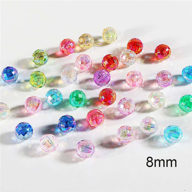 6/8/10mm 50-100Pcs Faceted Acrylic Beads AB Color Round Acrylic Beads Loose Spacer Beads For Jewelry Making DIY Bracelet Necklace Handmade