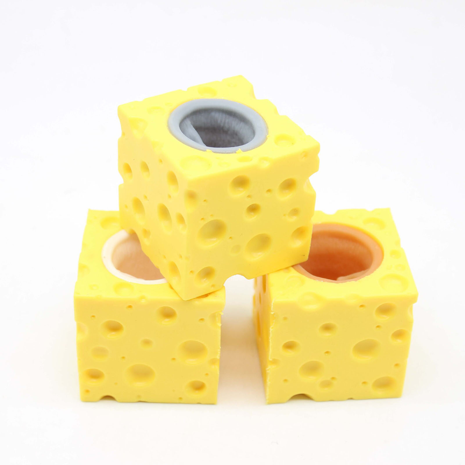 Squish Cheese Mouse Toy Environmental Friendly Soft Silicone Anxiety Stress Relief Squeeze Cheese Mice Toy