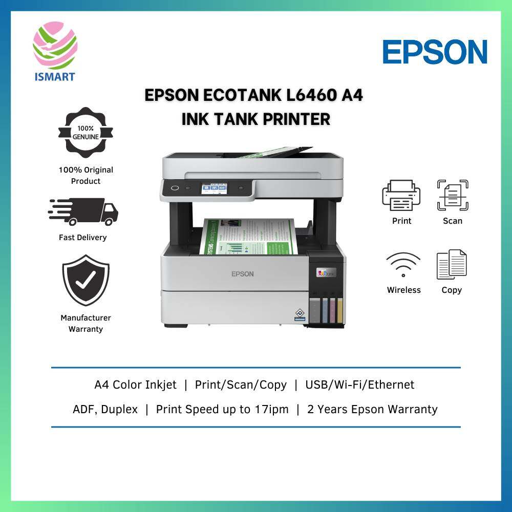 Epson Printer L6460 EcoTank A4 Ink Tank ( Print, scan, copy with ADF