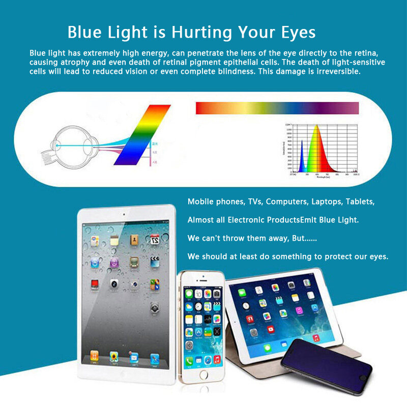 Blue Light Block Computer Glasses UV400 UVB UVA Anti Blue Ray Vintage
