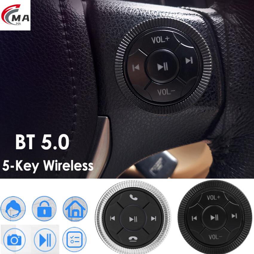 【In Stock】5-Key Wireless Steering Wheel Control Button Bluetooth-Compatible Switch For Car