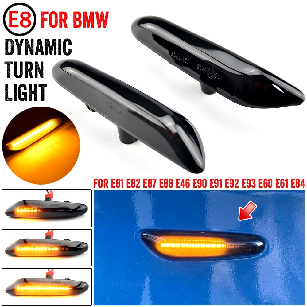 ZR For For BMW E46 E36 E60 E61 E90 E92 E93 X1 E84 X3 Led Dynamic Turn Signal Light Side Fender Marker Sequential Blinker Lamp