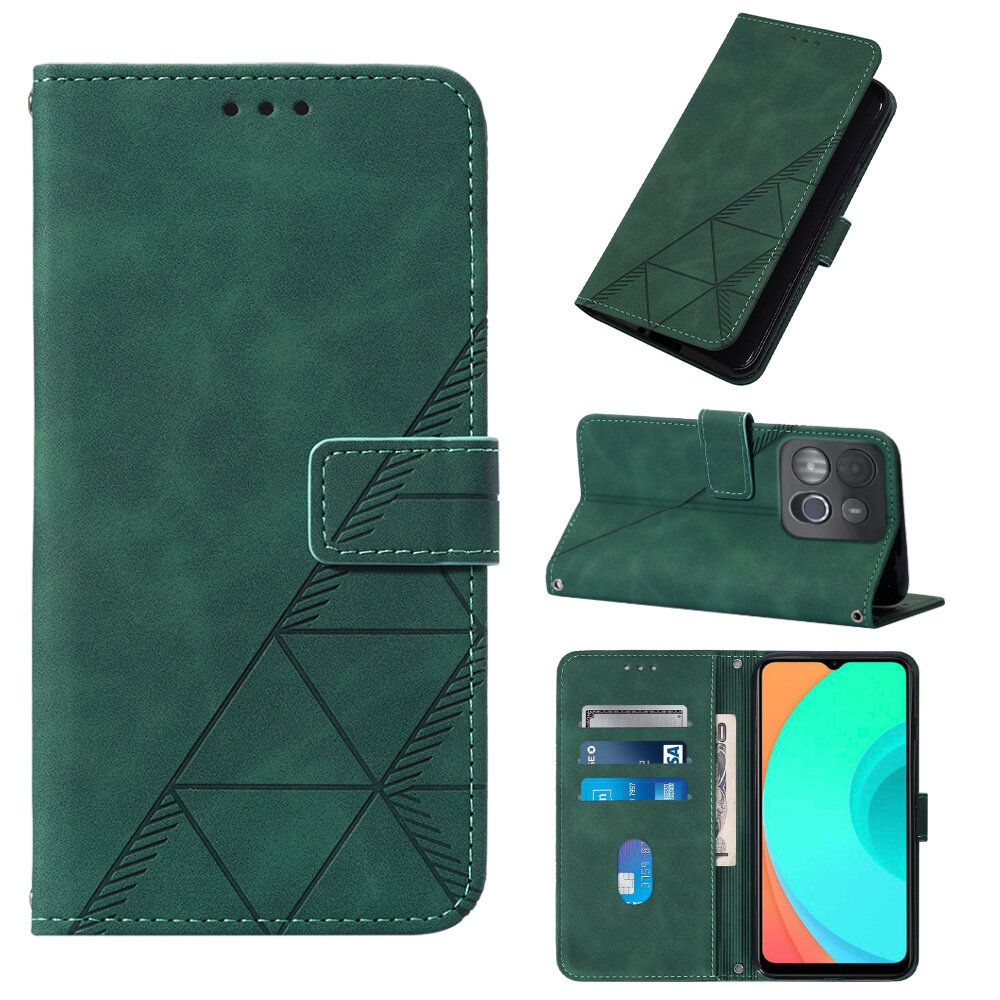 Phone Case For Infinix Smart 7, Skin Feeling PU Leather Case With Card Slot Bracket Shockproof Design